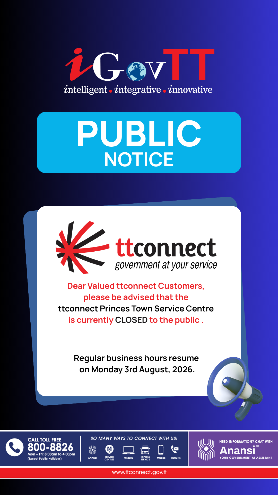 ttconnect Service Centre Advisory