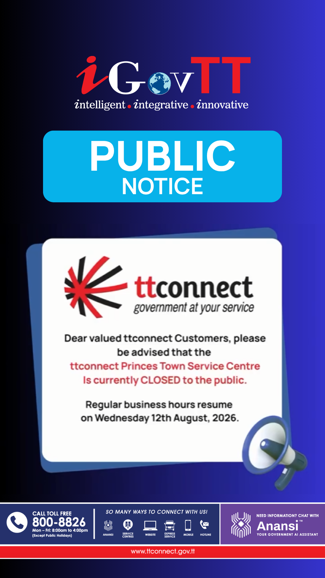 ttconnect Service Centre Advisory